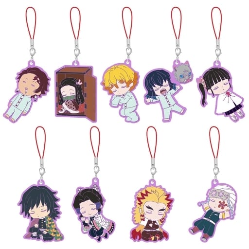 Nezuko Kamado, etc. Demon Slayer: Kimetsu no Yaiba Metsu! Capsule Rubber Mascot 15 All 11 Types Set Key Ring [USED]