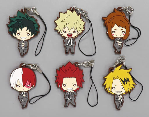 Katsuki Bakugo, etc. My Hero Academia Nitotan Suit Rubber Mascot TOHO animation STORE Limited All 6 Types Set Key Chain [USED]