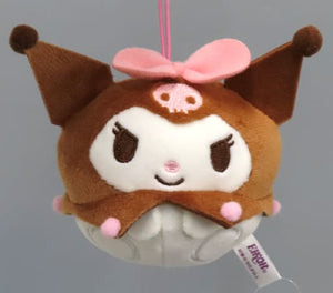 Kuromi Hokkori Brown Sanrio Characters Mochimochi Marui Mascot Key Ring [USED]