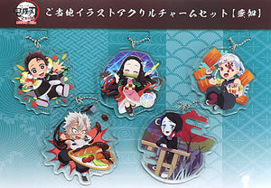 Tanjiro Kamado, etc. Demon Slayer: Kimetsu no Yaiba Mugen Train & Entertainment District Arc Acrylic Charms Local Illustration Aichi Total Concentration Exhibition Aichi Venue Limited 5 Piece Set Charm [USED]