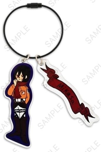 Mikasa Ackerman Attack on Titan Collaboration with Illustrator Wani Aoi Big Acrylic Key Chain Key Chain [USED]