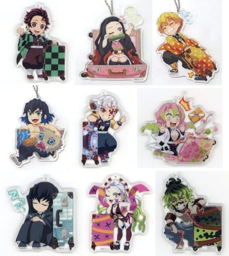 Tanjiro Kamado, etc. World Tour Screening Demon Slayer: Kimetsu no Yaiba To the Swordsmith Village- Newly Drawn Character Illustration Random Acrylic Charms Theater Limited All 9 Types Set Charm [USED]