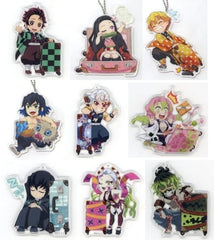 Tanjiro Kamado, etc. World Tour Screening Demon Slayer: Kimetsu no Yaiba To the Swordsmith Village- Newly Drawn Character Illustration Random Acrylic Charms Theater Limited All 9 Types Set Charm [USED]