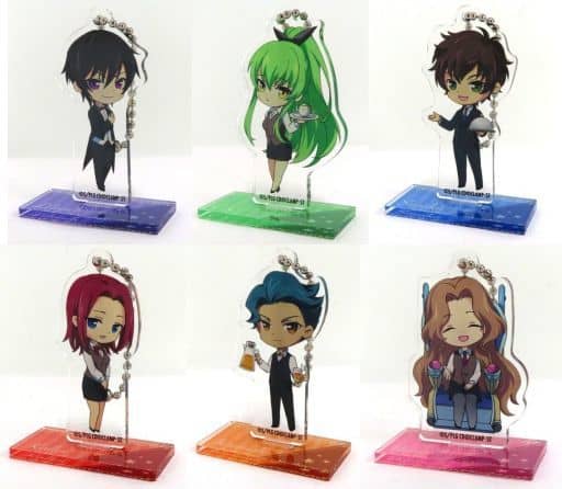 C.C., etc. Code Geass: Lelouch of the Rebellion Acrylic Stand Key Chain Collection Sunshine City Prince Hotel Collaboration Cafe 2nd Edition Limited All 6 Types Set Key Chain [USED]