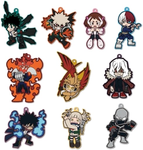 My Hero Academia Izuku Midoriya & Others Rubber Mascot All 10 Types Set Keychains [USED]