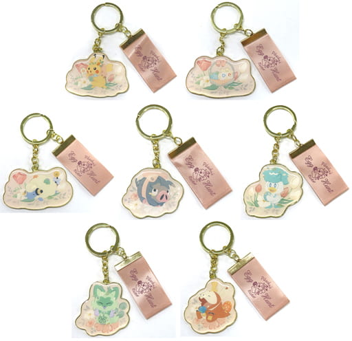 Fuecoco, etc. Pokemon Metal Keyring Collection Pikachu's Easter Egg Hunt Pokemon Center Limited All 7 Types Set Key Chain [USED]