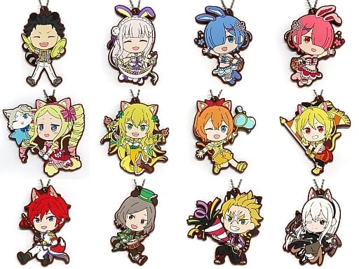 Emilia, etc. Re:ZERO -Starting Life in Another World- Ichiban Kuji Animal Parade Rubber Key Chain Kyun Chara Illustrations Prize G All 12 Types Set Key Chain [USED]