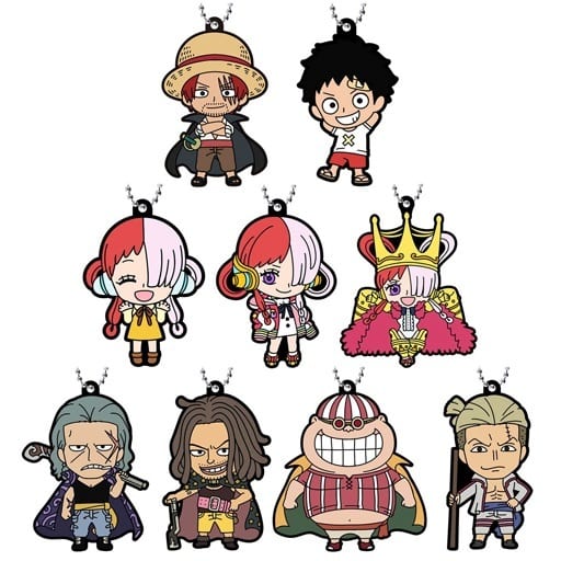 Shanks, etc. One Piece FILM RED Capsule Rubber Mascot 2 All 9 Types Set Key Chain [USED]