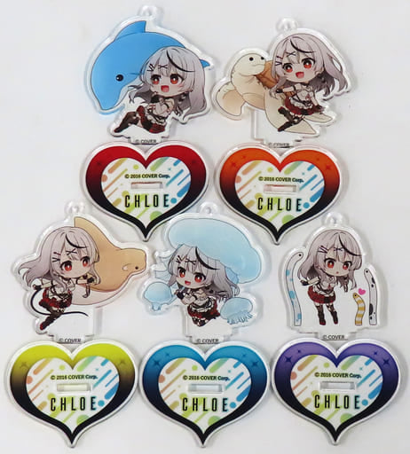Sakamata Chloe, etc. VTuber Hololive Trading Acrylic Keychain Sakamata Chloe at Maxell Aqua Park Shinagawa #Sakamata Splash Aquarium! Exclusive All 5 Types Set Acrylic Stands [USED]