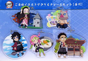 Mitsuri Kanroji, etc. Demon Slayer: Kimetsu no Yaiba Mugen Train & Entertainment District Arc Acrylic Charms Local Illustration Kagawa Total Concentration Exhibition Kagawa Venue Limited 5 Piece Set Charm [USED]