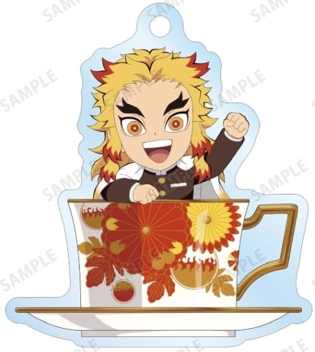 Kyojuro Rengoku Demon Slayer: Kimetsu no Yaiba Trading Mini Chara Tea Cup Ver. Acrylic Keychain Key Ring [USED]