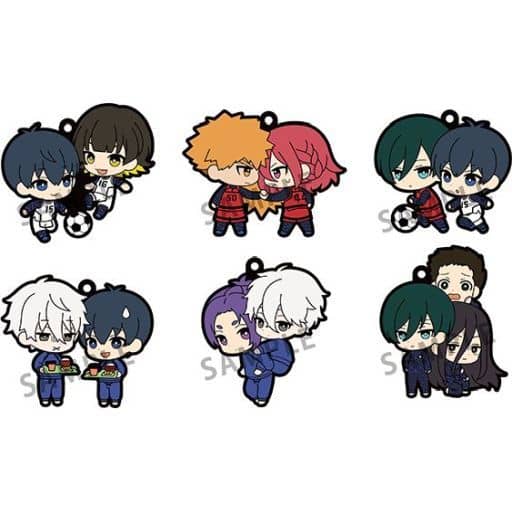 Yoichi Isagi, etc. Blue Lock Buddycolle Rubber Mascot All 6 Types Set Key Ring [USED]