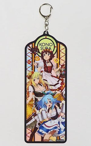 Aqua, etc. Stained Glass KonoSuba God's Blessing on this Wonderful World! Bromide with Winning Prize Dirndl Ackey Grande Star Prize Key Chain [USED]