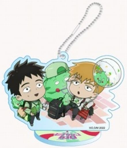 Serizawa Dimple Arataka Reigen Mob Psycho 100 III #Oshitoame Mini Character Acrylic Stand Key Chain Ekubo Reigen Arataka Vehicle Break Edition Key Chain [USED]