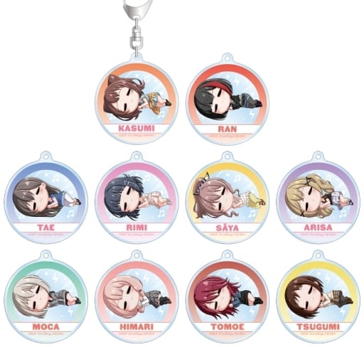 Tae Hanazono, etc. BanG Dream! Girls Band Party! Chibikoro Trading Acrylic Keychain Ver.A All 10 Types Set Key Chain [USED]