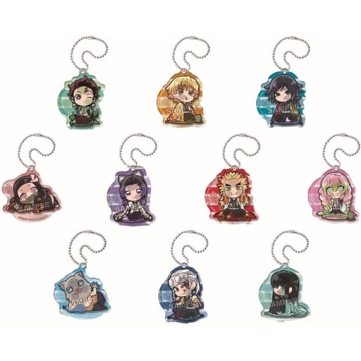 Kyojuro Rengoku, etc. Demon Slayer: Kimetsu no Yaiba Pita! Deformed Hotto Hitoiki Acrylic Keychain All 10 Types Set Key Chain [USED]