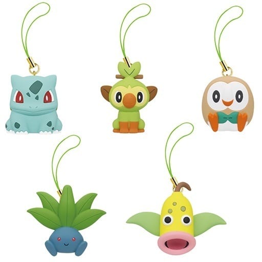 Bulbasaur, etc. Pokemon Petanko Mascot Type: Grass All 5 Types Set Key Chain [USED]