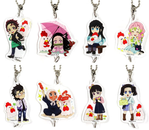 Tanjiro Kamado, etc. Demon Slayer: Kimetsu no Yaiba X Lawson Connect Acrylic Charm All 8 Types Set Charm [USED]