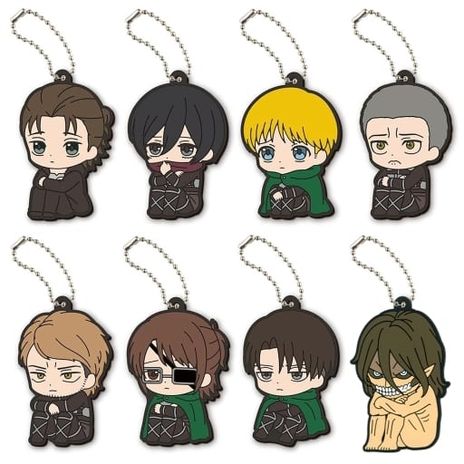 Ellen Yeager, etc. Attack on Titan The Final Season Machibouke Capsule Rubber Mascot All 8 Types Set Key Chain [USED]