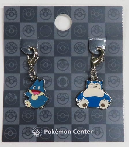 Munchlax Snorlax Pokemon Lying Down National Pokedex Metal Charm Pokemon Center Limited Set of 2 Charm [USED]