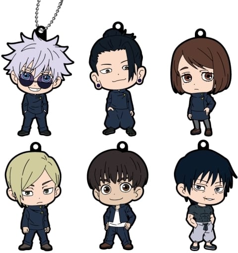 Satoru Gojo, etc. Jujutsu Kaisen Season 2 Rubber Mascot All 6 Types Set Key Chain [USED]