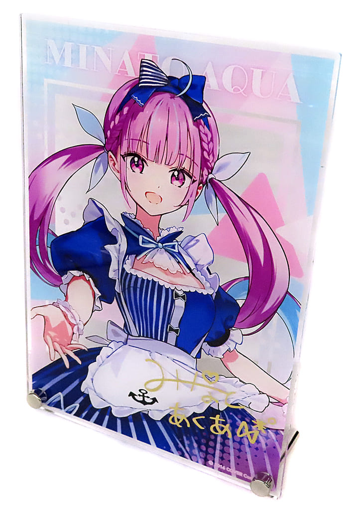 Minato Aqua VTuber Hololive Holo Cooking Lottery Holotto Cafeteria Acrylic Panel with Printed Signature Entertainment Chance Prize Acrylic Stands [USED]