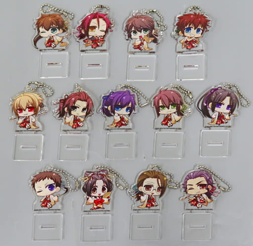 Heisuke Todo, etc. Hakuouki Shinkai: Manyou no Shou Newly Drawn Chibi Character Acrylic Stand Key Chain Switch Software Special Stella Set Included Bonus Set of 13 Key Chain [USED]