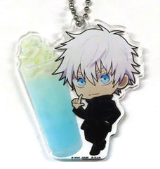 Satoru Gojo Jujutsu Kaisen 0 Chibi Chara Drink Acrylic Key Chain Collabo Cafe Honpo Limited Key Chain [USED]