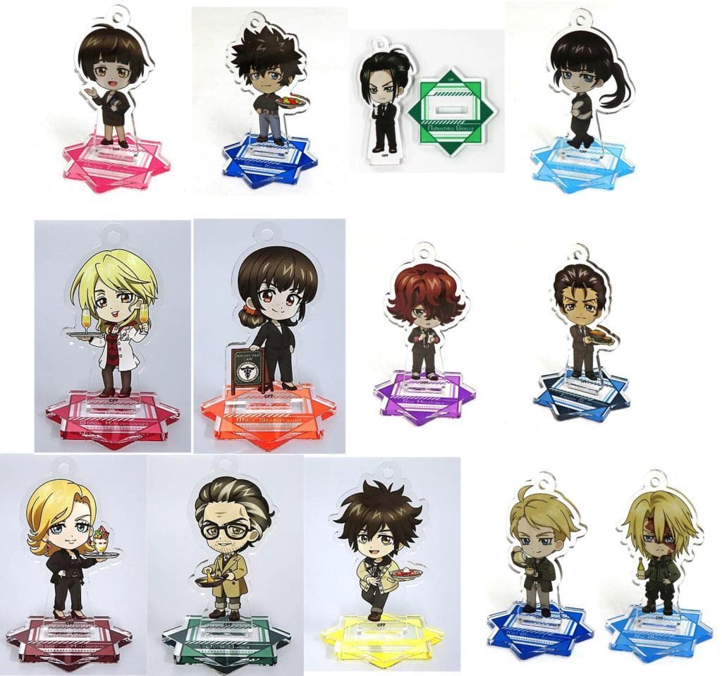 Shinya Kougami, etc. Psycho-Pass Movie: Providence Trading Acrylic Stand Keychain Animax Cafe+ Limited All 13 Types Set Key Chain [USED]