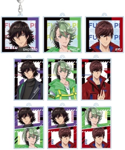 Shoutarou Hidari, etc. Fuuto Tantei Newly Drawn Illustration Tactical Fashion Ver. Trading Acrylic Keychains All 9 Types Set Key Chain [USED]