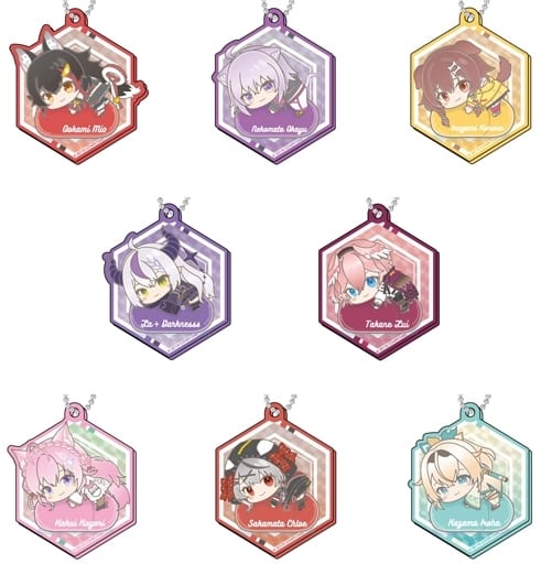 Ookami Mio, etc. Vtuber Hololive Kiratto Decofla Acrylic Key Chain Hagumeets E Box All 8 Types Set Key Chain [USED]
