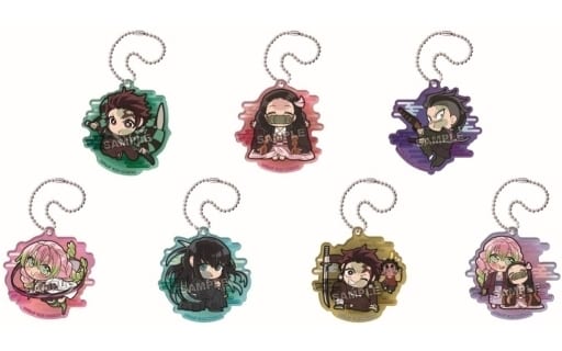 Nezuko Kamado, etc. Demon Slayer: Kimetsu no Yaiba Swordsmith Village Arc Pita! Deformed Acrylic Keychain All 7 Types Set Key Chain [USED]