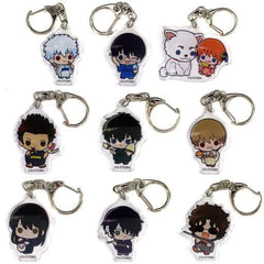 Gintoki Sakata, etc. Gintama Trading Mini Chara Acrylic Key Chain Pop Up Shop in Marui Limited All 9 Types Set Key Chain [USED]