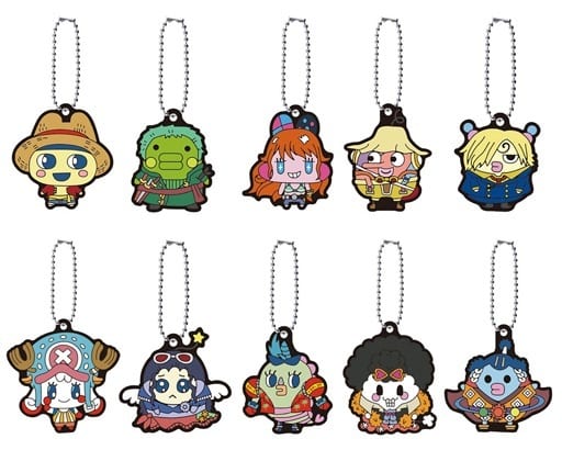 Luffy Mamecchi, etc. Tamagotchi x One Piece Special Rubber Mascot All 10 Types Set Key Chain [USED]
