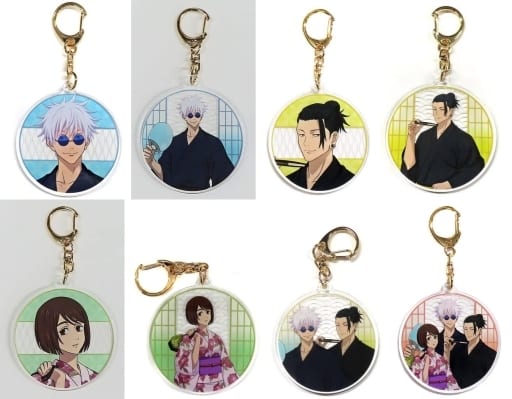 Suguru Getou, etc. Jujutsu Kaisen Newly Drawn Illustration Kaigyoku Gyokusetsu Yukata Ver. Trading Acrylic Key Chains Asakusa Hanayashiki Limited All 8 Types Set Key Chain [USED]