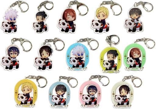 Satoru Gojo, etc. Jujutsu Kaisen Kaigyoku Gyokusetsu Chibi Chara Attraction Ver. Trading Acrylic Key Chains Asakusa Hanayashiki Limited All 14 Types Set Key Chain [USED]