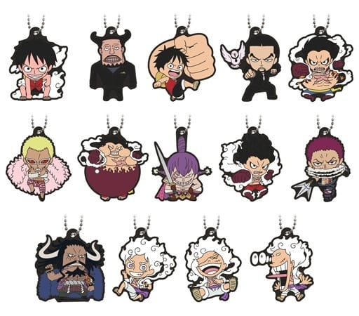 Rob Lucci, etc. One Piece Capsule Rubber Mascot Luffy Gear Collection All 14 Types Set Key Chain [USED]