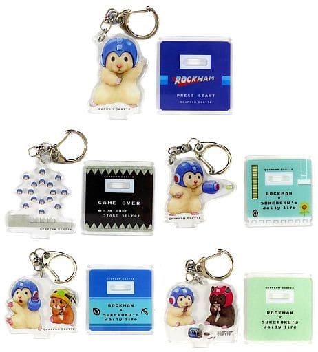 Sukeroku, etc. Sukeroku no Nichijo X Megaman Trading Acrylic Stand Keychain All 5 Types Set Key Chain [USED]