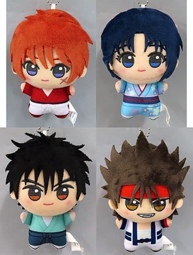 Kenshin Himua, etc. Rurouni Kenshin: Meiji Kenkaku Romantan Chibigurumi Vol.1 All 4 Types Set Key Chain [USED]