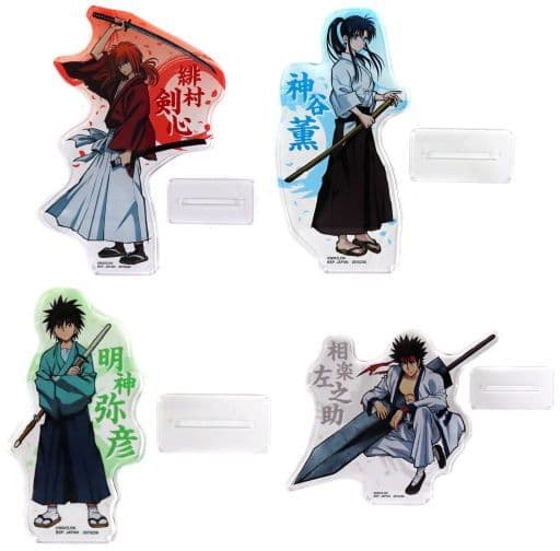 Kenshin Himura, etc. Rurouni Kenshin: Meiji Kenkaku Romantan Big Acrylic Plate Part 1 All 4 Types Set Acrylic Stands [USED]