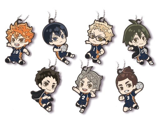 Shoyo Hinata, etc. Haikyu!! Defo Rubber! Karasuno High School Key Chain All 7 Types Set Key Chain [USED]