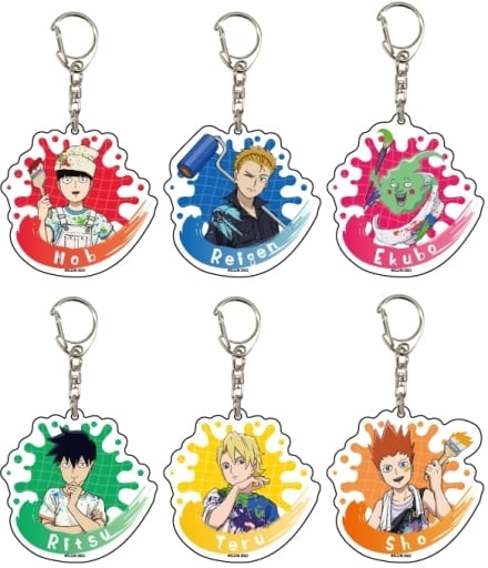 Shigeo Kageyama, etc. Mob Psycho 100 III Newly Drawn Illustration Acrylic Key Chain 01.Paint Play Ver. All 6 Types Set Key Chain [USED]