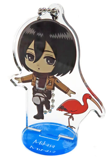 Mikasa Ackerman Attack on Titan Chibi Chara Trading Acrylic Stand Key Chain Kawasui Kawasaki Aquarium: Kyojin Hisomu Mizube o Chosa Seyo Limited Key Chain [USED]
