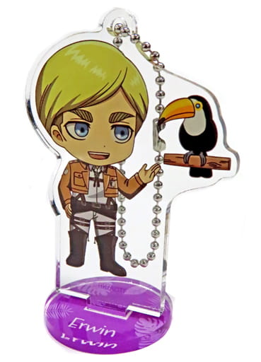 Erwin Smith Attack on Titan Chibi Chara Trading Acrylic Stand Key Chain Kawasui Kawasaki Aquarium: Kyojin Hisomu Mizube o Chosa Seyo Limited Key Chain [USED]