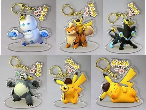 Pikachu, etc. Detective Pikachu Returns Acrylic Keychain Collection Pokemon Center Limited All 6 Types Set Key Chain [USED]