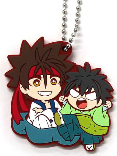 Yahiko Myojin Sanosuke Sagara Rurouni Kenshin: Meiji Kenkaku Romantan Charabanchoukou Rubber Mascot Key Chain [USED]