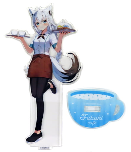 Shirakami Fubuki VTuber Hololive Life-Scale Acrylic Stand Cafe Ver. Tower Records Cafe Fubuki Cafe Exclusive Acrylic Stands [USED]