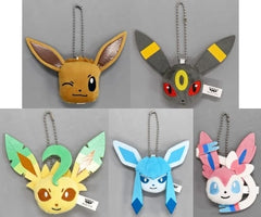 Eevee, etc. Pokemon Face Plush Toy with Ball Chain Eevee Friends Vol.2 Vol.2 All 5 Types Set Key Chain [USED]