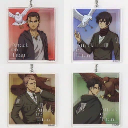 Mikasa Ackerman, etc. Attack on Titan Waku Doki Kuji Fly to Next Hope Ver. Acrylic Key Chain Prize I All 4 Types Set Key Chain [USED]