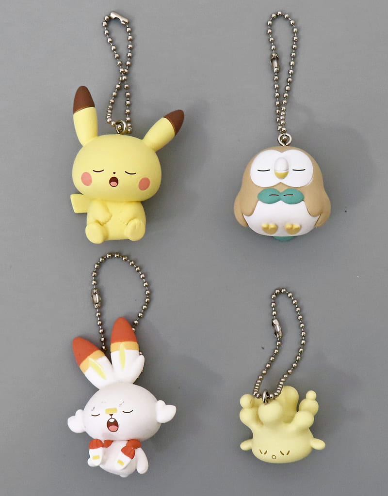 Rowlet, etc. Pokemon Poke Peace Suyasuya Mascot Part1 All 4 Types Set Key Chain [USED]